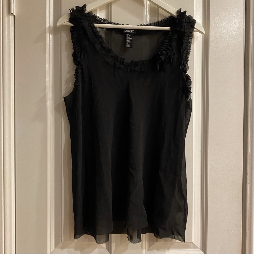 DKNY Women’s Silk Ruffle Sleeveless Top